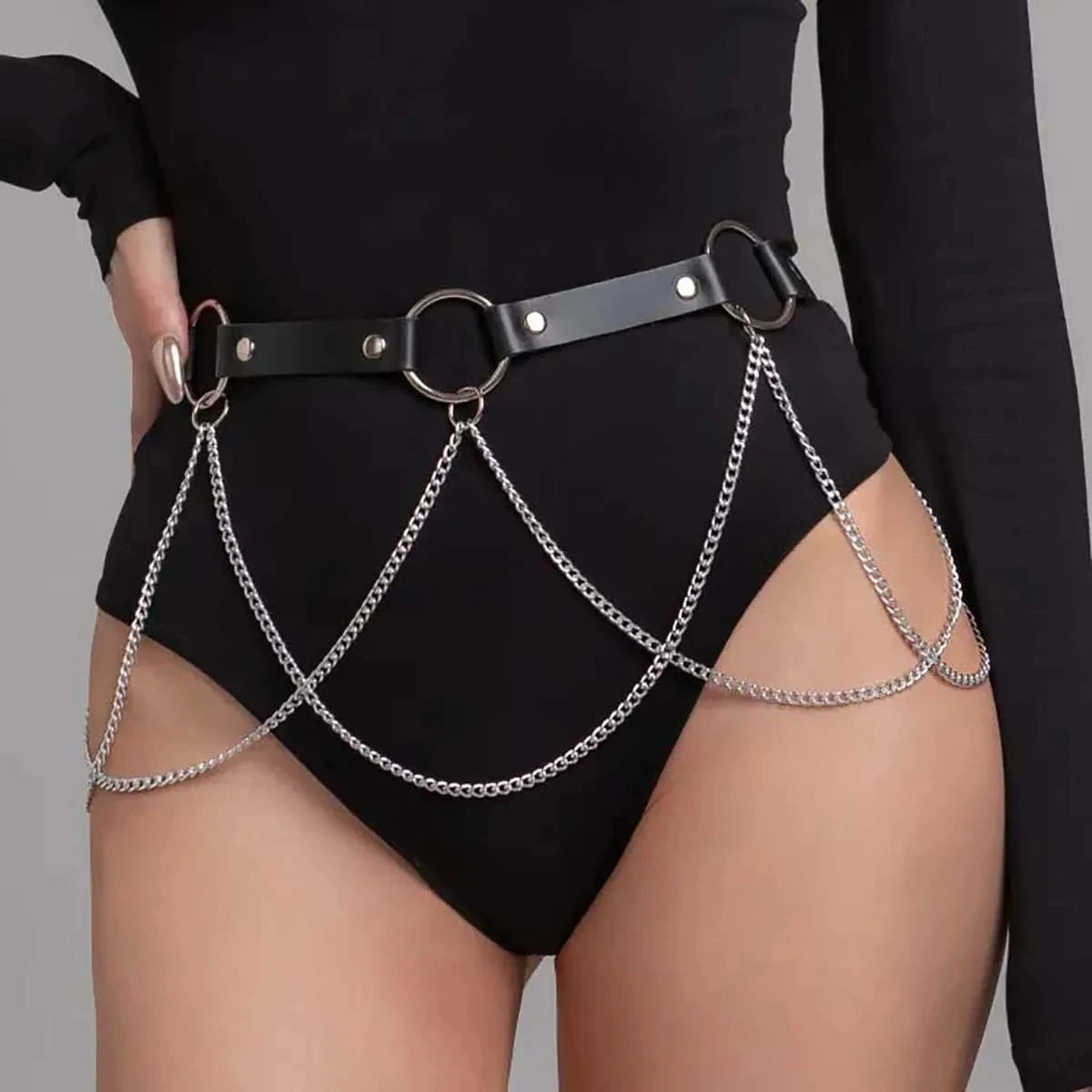  Women Sexy Leather Harness Belt Waist Chain Harness Fashion Waistband Accessory Leisure Punk Gothic Clothing Jewelry Belt