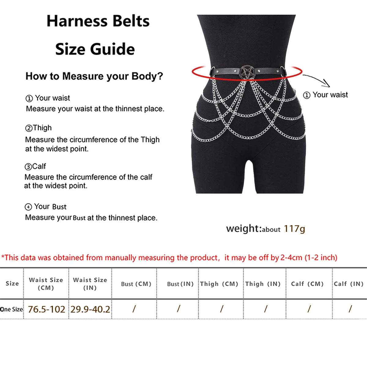 Women Fashion Belly Belt Chain Street Style Belt With Chain Gothic harness chain bustier Harness Waist Belt Clothing Accessories