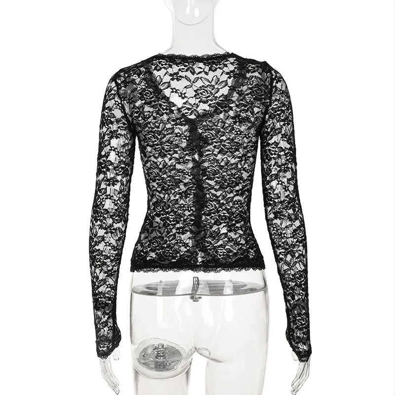 JAQUARD LACE SEE-THROUGH TOP