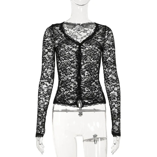 JAQUARD LACE SEE-THROUGH TOP