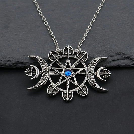 Vintage Creative Design Pirates Moon Pentagram Pendants Necklace Gothic Chain Chokers Men Necklace Jewelry Accessories